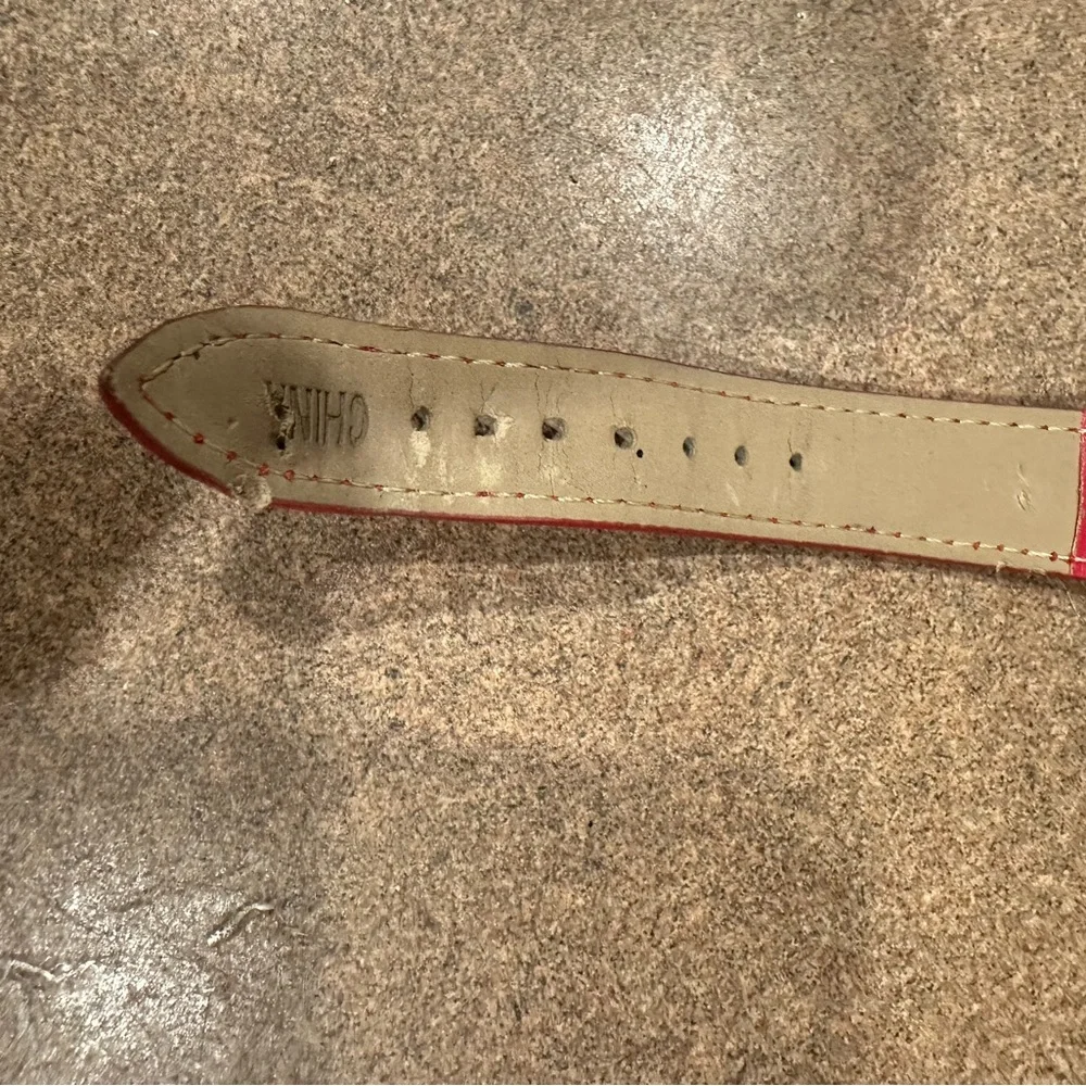 Ina Beige and Red Leather Strap